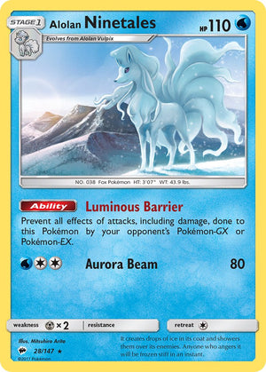 Alolan Ninetales (28/147) (Water Web Holo) (Theme Deck Exclusives) [Sun &amp; Moon: Burning Shadows] 