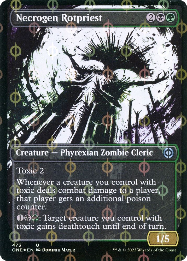 Necrogen Rotpriest (Borderless Ichor Step-and-Compleat Foil) [Phyrexia: All Will Be One] 