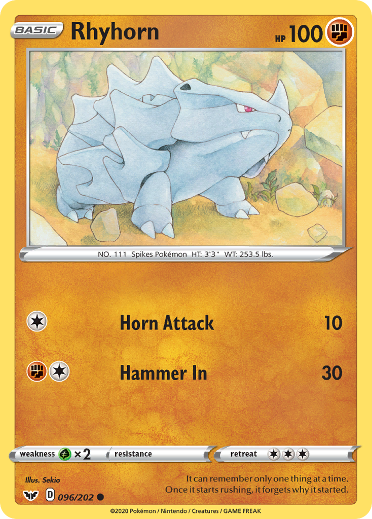 Rhyhorn (096/202) [Sword & Shield: Base Set] 