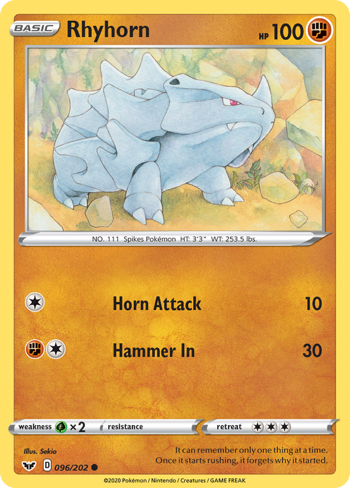 Rhyhorn (096/202) [Sword &amp; Shield: Base Set] 