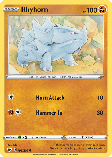 Rhyhorn (096/202) [Sword &amp; Shield: Base Set] 