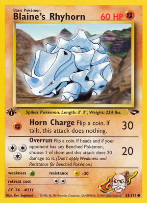 Blaine's Rhyhorn (65/132) [Gym Challenge 1st Edition] 