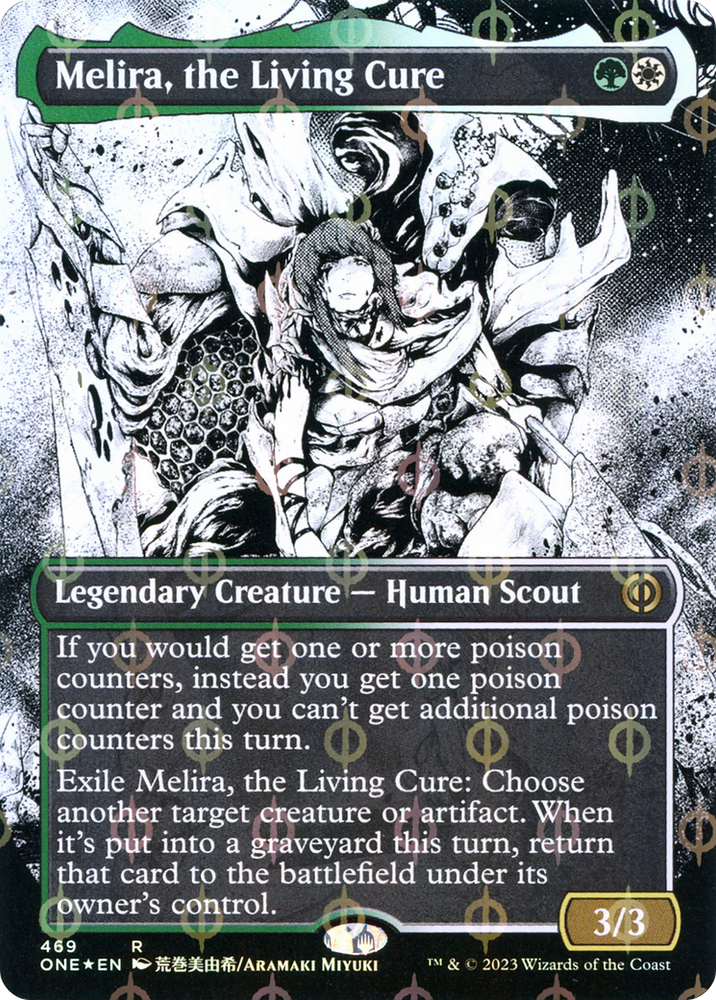 Melira, the Living Cure (Borderless Manga Step-and-Compleat Foil) [Phyrexia: All Will Be One] 