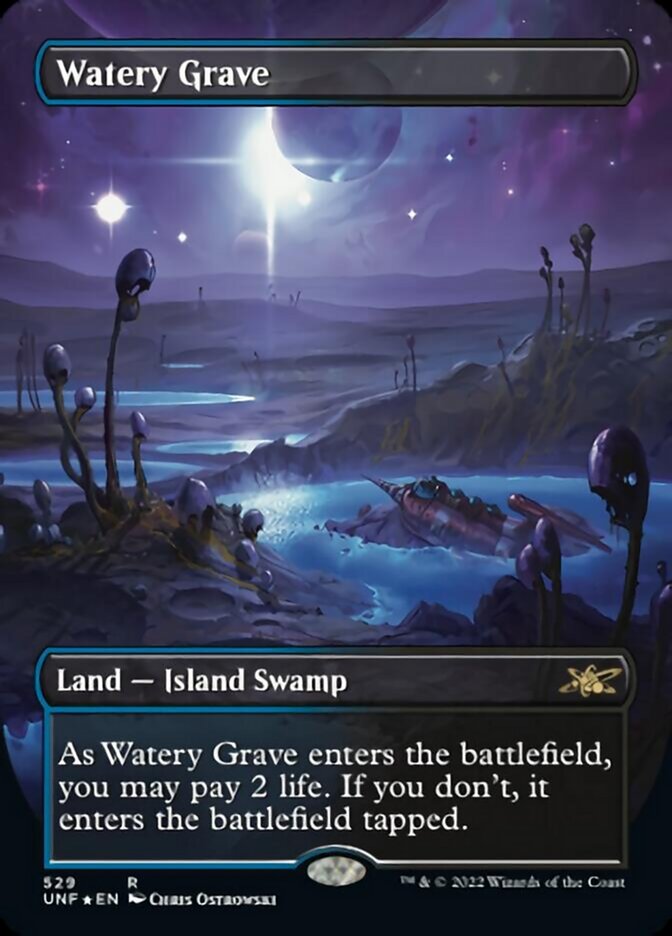 Watery Grave (Borderless) (Galaxy Foil) [Unfinity] 