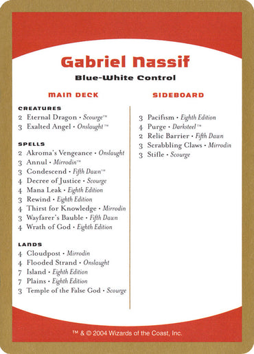 Gabriel Nassif Decklist [World Championship Decks 2004] 