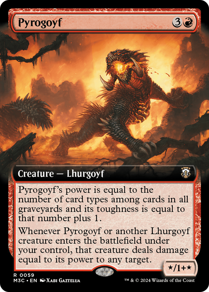 Pyrogoyf (Extended Art) (Ripple Foil) [Modern Horizons 3 Commander] 