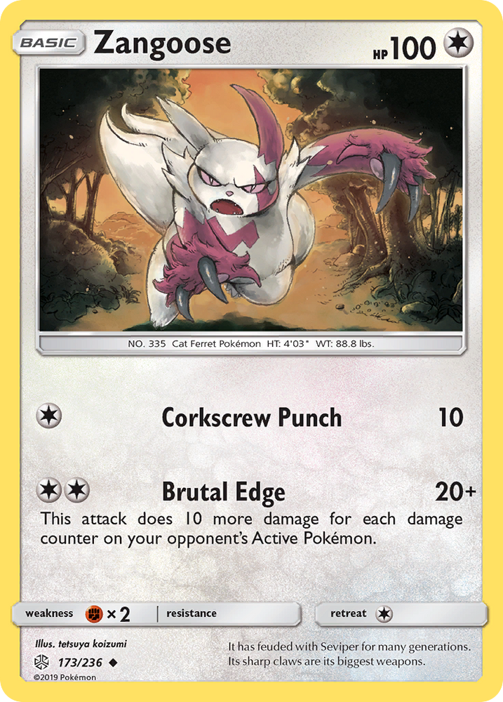 Zangoose (173/236) [Sun &amp; Moon: Cosmic Eclipse] 