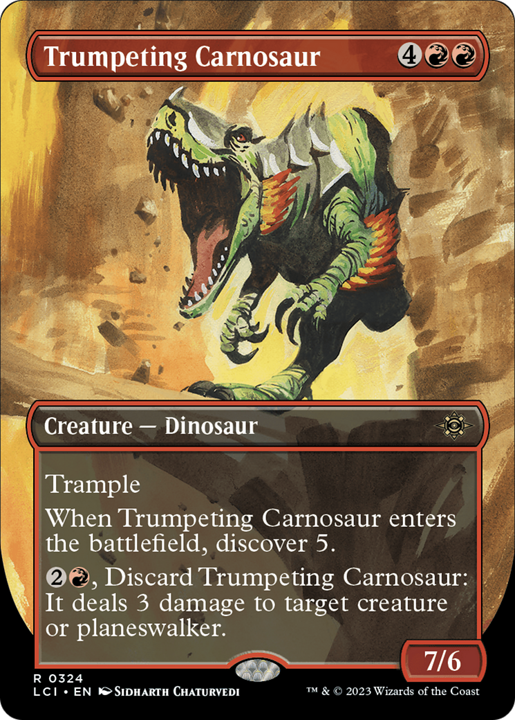 Trumpeting Carnosaur (Borderless) [The Lost Caverns of Ixalan] 