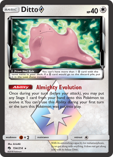 Ditto (154/214) (Prism Star) [Sun &amp; Moon: Lost Thunder] 