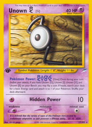 Unown [G] (27/105) [Neo Destiny 1st Edition] 