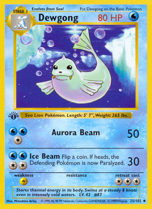Dewgong (25/102) (Shadowless) [Base Set 1st Edition] 