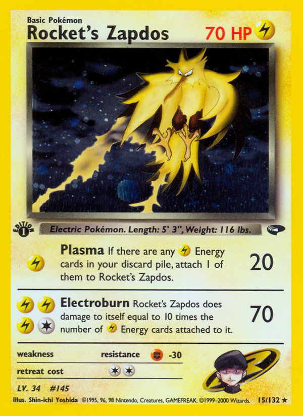 Rocket's Zapdos (15/132) [Gym Challenge 1st Edition] 