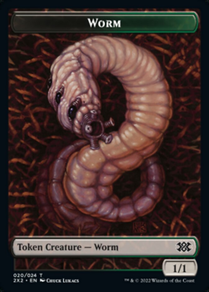 Worm // Aven Initiate Double-Sided Token [Double Masters 2022 Tokens] 