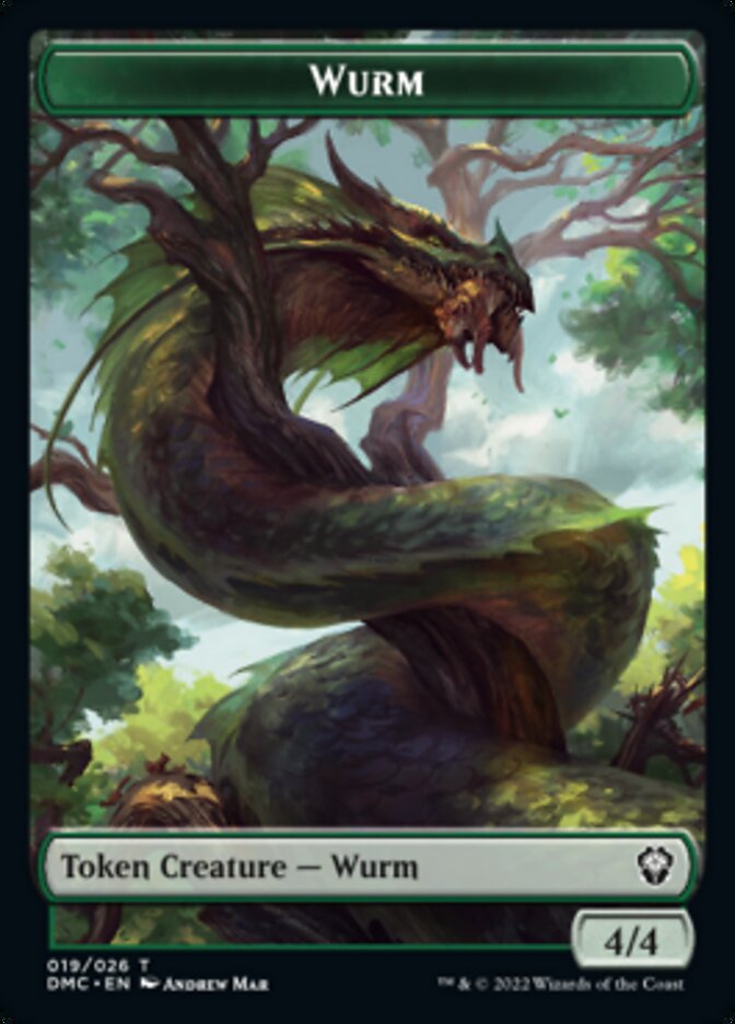 Bird (002) // Wurm Double-Sided Token [Dominaria United Tokens] 