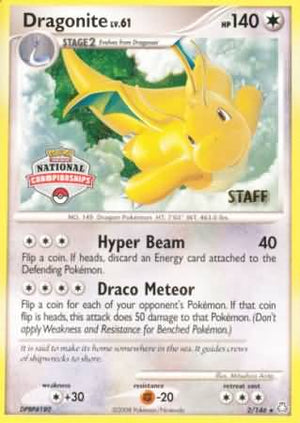 Dragonite (2/146) (National Championship Staff) [Diamond &amp; Pearl: Legends Awakened] 