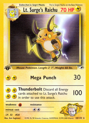 Lt. Surge's Raichu (28/132) [Gym Heroes 1st Edition] 