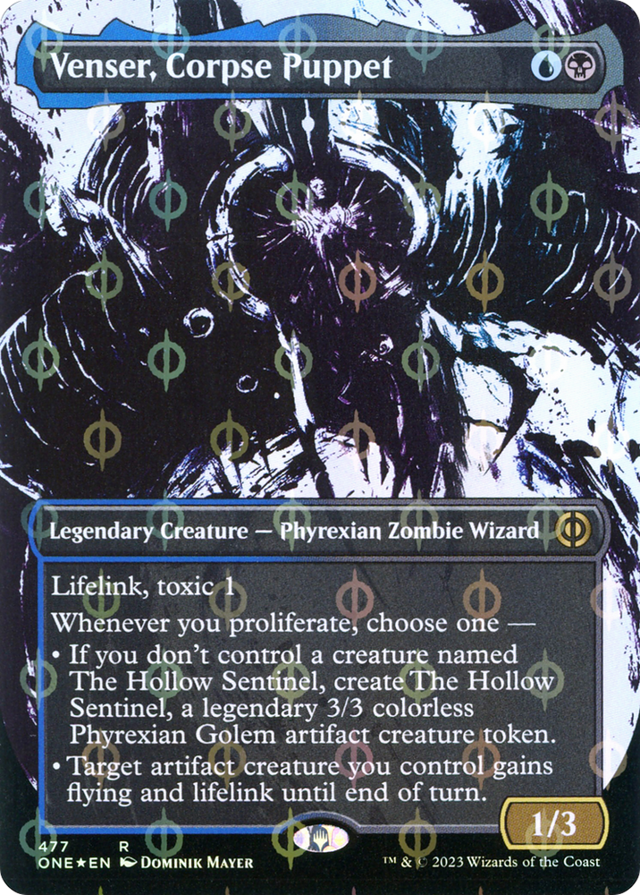 Venser, Corpse Puppet (Borderless Ichor Step-and-Compleat Foil) [Phyrexia: All Will Be One] 