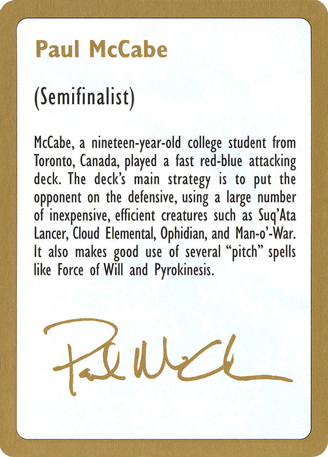 Paul McCabe Bio [World Championship Decks 1997] 