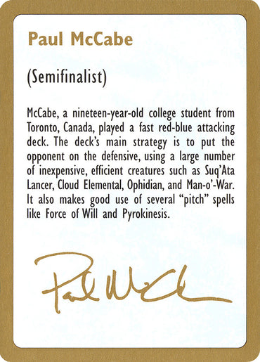 Paul McCabe Bio [World Championship Decks 1997] 