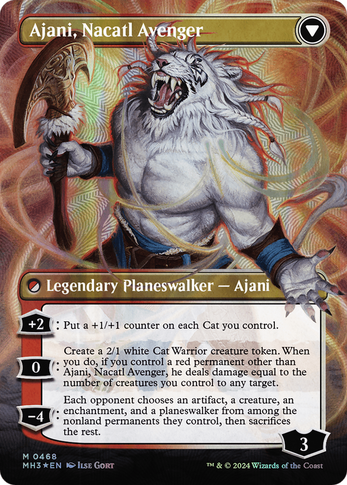 Ajani, Nacatl Pariah // Ajani, Nacatl Avenger (Borderless) (Textured Foil) [Modern Horizons 3] 