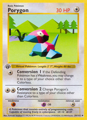 Porygon (39/102) (Shadowless) [Base Set 1st Edition] 