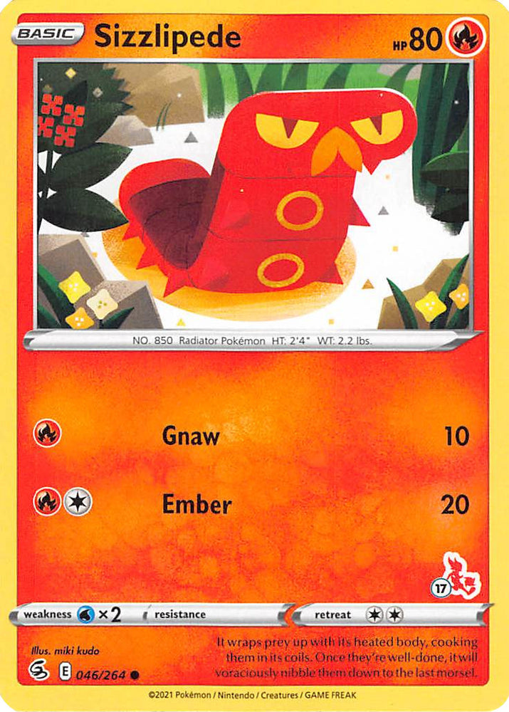 Sizzlipede (046/264) (Cinderace Stamp #17) [Battle Academy 2022] 