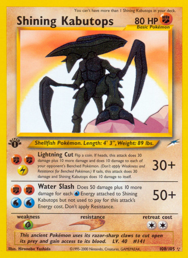 Shining Kabutops (108/105) [Neo Destiny 1st Edition]