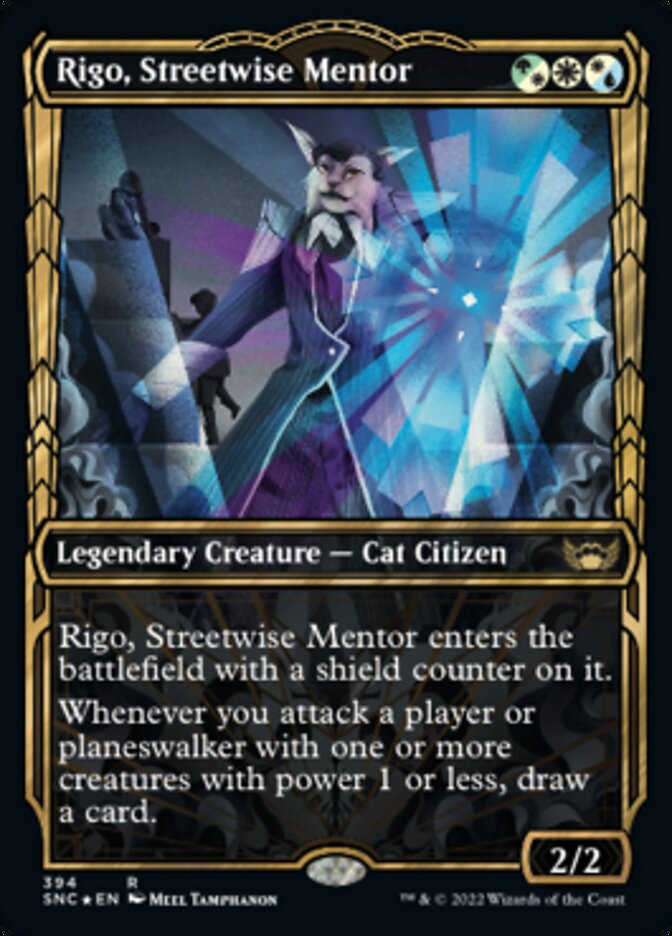 Rigo, Streetwise Mentor (Showcase Golden Age Gilded Foil) [Streets of New Capenna] 