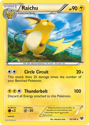 Raichu (43/146) (Battle Arena Deck Exclusive) (Theme Deck Exclusive) [XY: Base Set] 