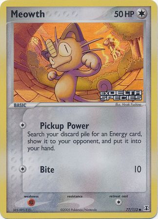 Meowth (77/113) (Stamped) [EX: Delta Species] 