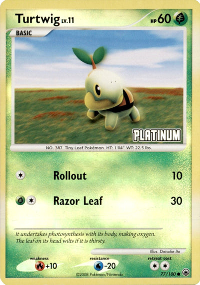 Turtwig LV.11 (77/100) (Platinum) [Burger King Promos: 2008 Collection] 