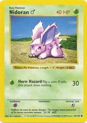 Nidoran (55/102) (Male) [Base Set Shadowless Unlimited] 