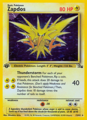 Zapdos (15/62) [Fossil 1st Edition] 