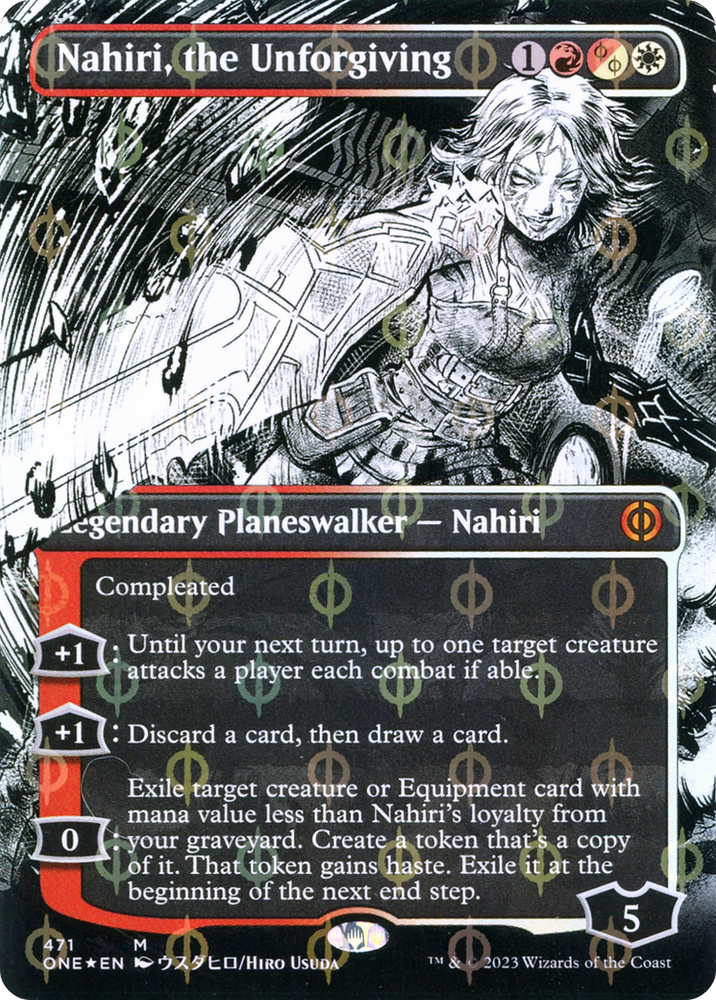 Nahiri, the Unforgiving (Borderless Manga Step-and-Compleat Foil) [Phyrexia: All Will Be One] 