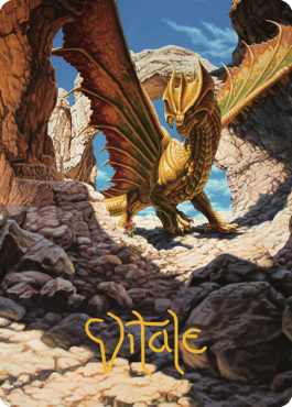 Ancient Brass Dragon Art Card (02) (Gold-Stamped Signature) [Commander Legends: Battle for Baldur's Gate Art Series] 