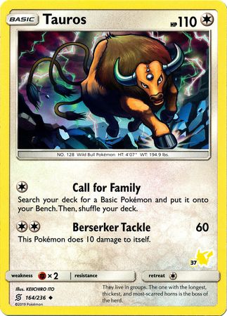 Tauros (164/236) (Pikachu Stamp #37) [Battle Academy 2020] 