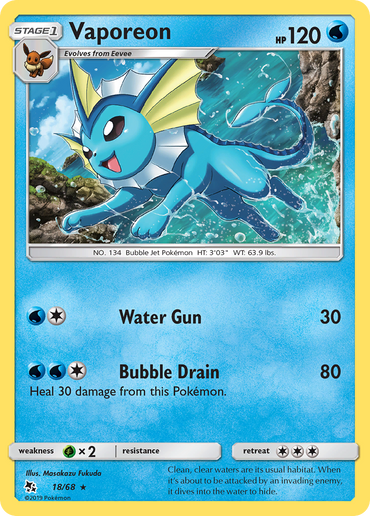 Vaporeon (18/68) [Sun & Moon: Hidden Fates]